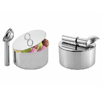 Stainless steel insulated ice cream bucket double wall with scoop - Contenant isotherme acier pour glaces